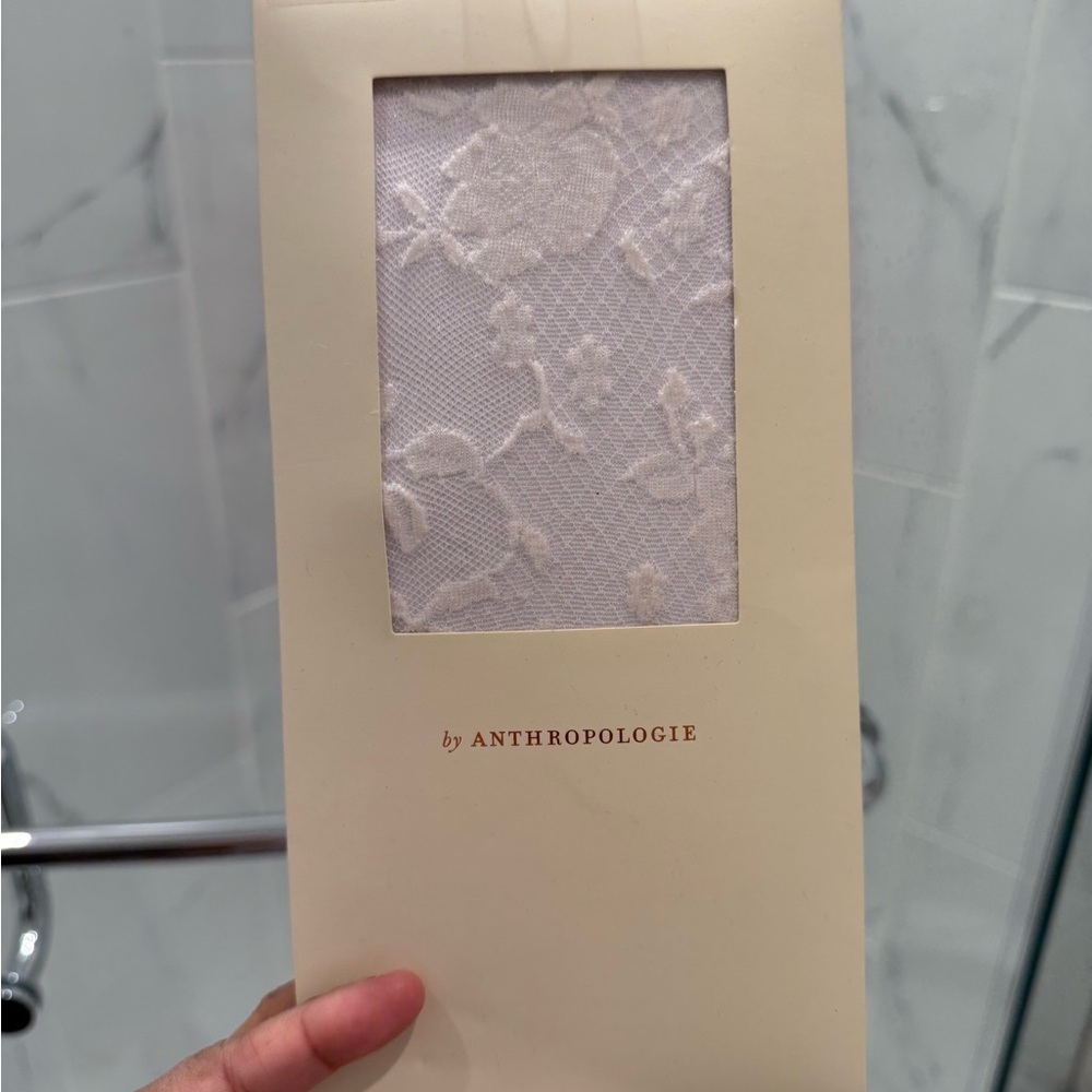 Anthropologie Cream/White lace tights size M NWT